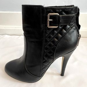 Black quilted ankle booties